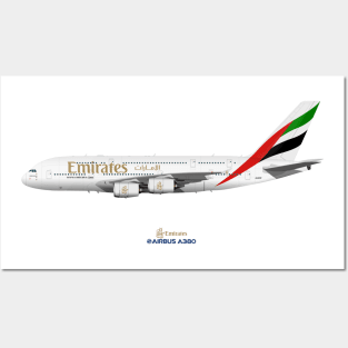 Illustration of Emirates Airbus A380 Posters and Art